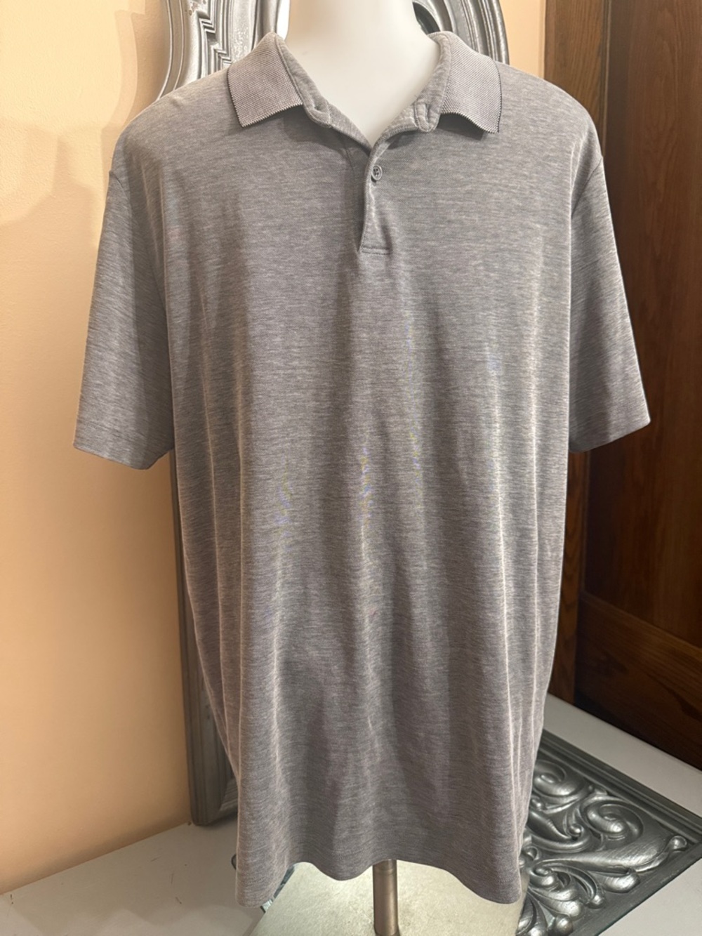 Theory Large Stinson Current Pique Men's Gray Polo Shirt Classic Short Sleeve